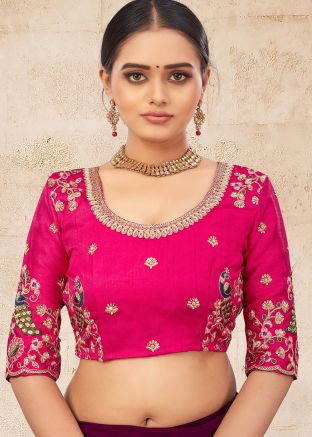 Pink Embroidered Readymade Blouse 