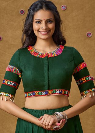 Green Color Rayon Navratri Blouse 