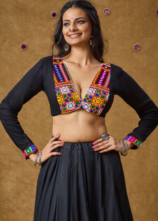 Black Color Rayon Navratri Blouse 