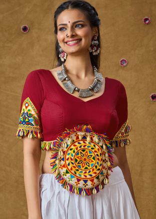 Maroon Color Rayon Navratri Blouse 
