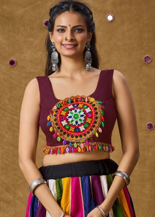 Wine Color Rayon Navratri Blouse 