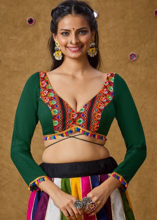 Green Color Rayon Navratri Blouse 