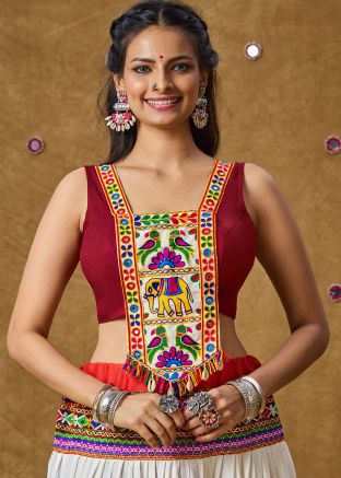 Maroon Color Rayon Navratri Blouse 