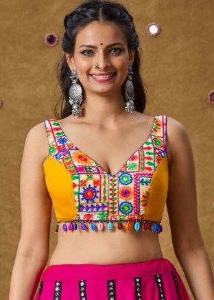 Yellow Color Rayon Navratri Blouse 