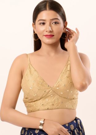 Golden Color Dupion Silk Saree Blouse 