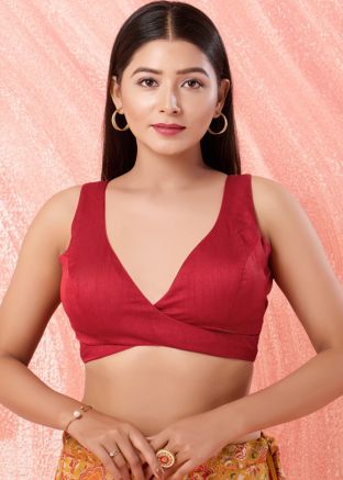 Maroon Color Silk Saree Blouse 