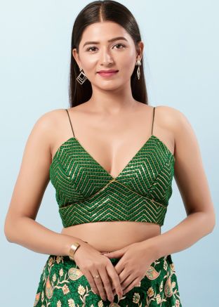 Green Color Art Silk Saree Blouse 