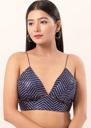 Navy Blue Color Art Silk Saree Blouse 