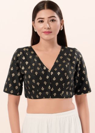 Black Color Brocade Saree Blouse 