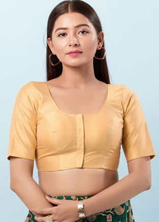 Golden Color Brocade Saree Blouse 