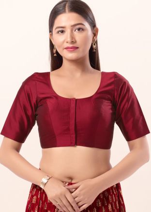 Maroon Color Brocade Saree Blouse 