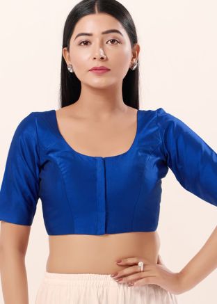 Royal Blue Color Brocade Saree Blouse 