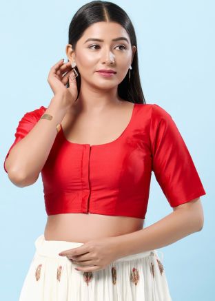 Red Color Brocade Saree Blouse 