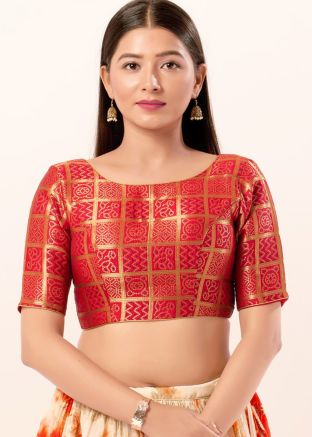 Maroon Color Brocade Saree Blouse 