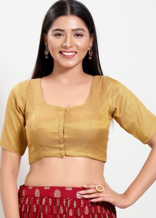 Golden Color Shimmer Saree Blouse 