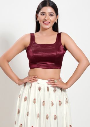 Maroon Color Silk Saree Blouse 