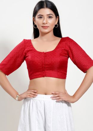 Red Color Jacquard Saree Blouse 