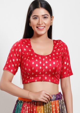 Red Color Brocade Saree Blouse 