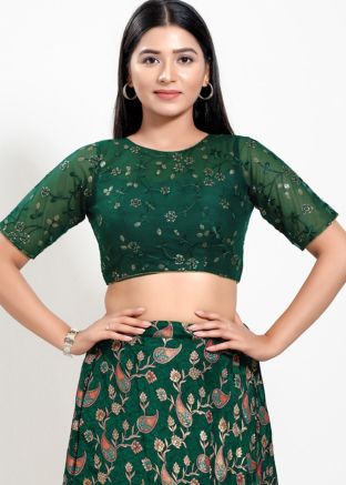 Green Color Net Saree Blouse 