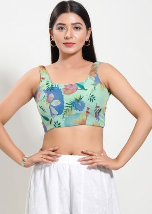 Green Color Brocade Saree Blouse 