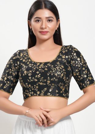 Black Color Art Silk Saree Blouse 