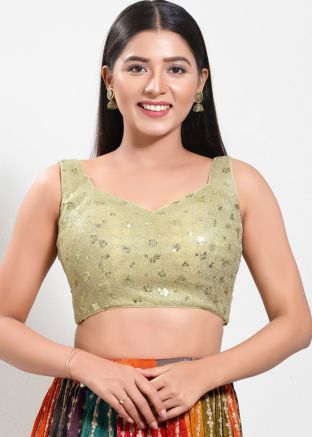 Green Color Net Saree Blouse 