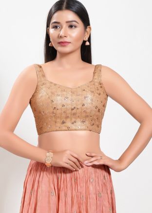 Beige Color Net Saree Blouse 