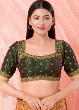 Green Color Art Silk Saree Blouse 