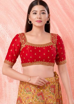 Red Color Art Silk Saree Blouse 