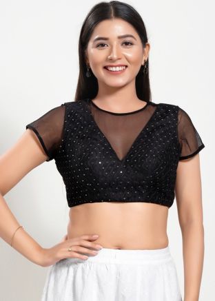 Black Color Net Saree Blouse 