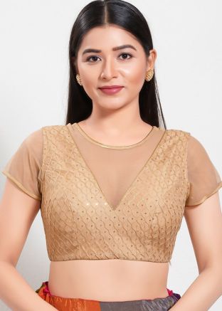Golden Color Net Saree Blouse 