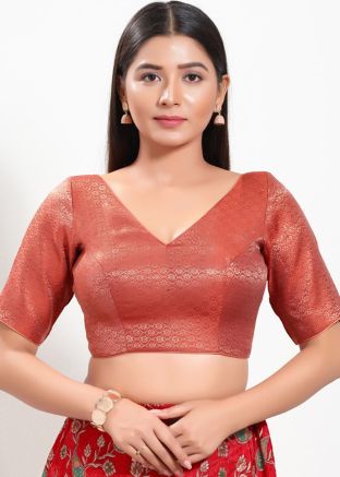 Red Color Brocade Saree Blouse 