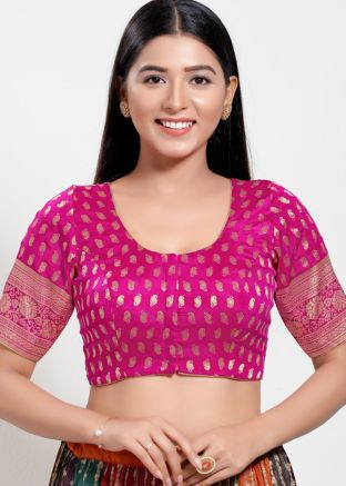 Pink Color Brocade Saree Blouse 