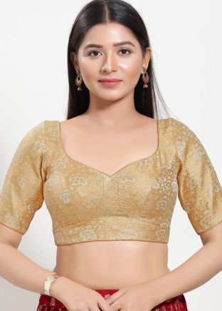 Golden Color Jacquard Saree Blouse 
