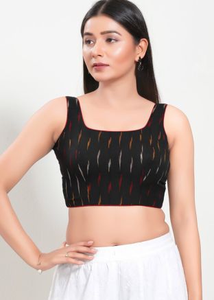 Black Color Cotton Saree Blouse 