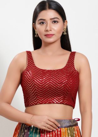 Maroon Color Silk Saree Blouse 
