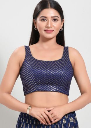 Navy Blue Color Silk Saree Blouse 