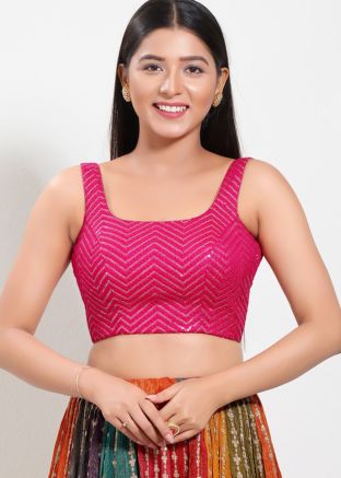 Pink Color Silk Saree Blouse 