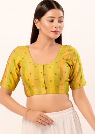 Yellow Color Brocade Saree Blouse 