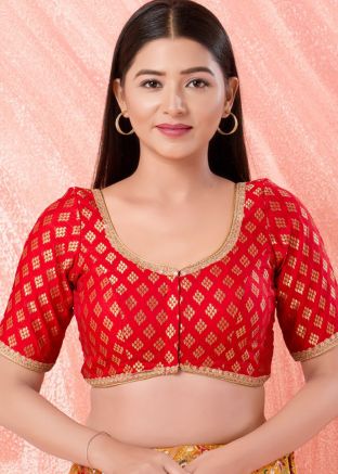 Red Color Brocade Saree Blouse 