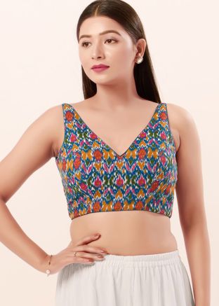 Blue Color Cotton Saree Blouse 