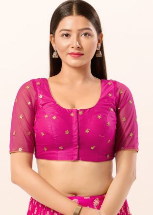 Pink Color Net Saree Blouse 