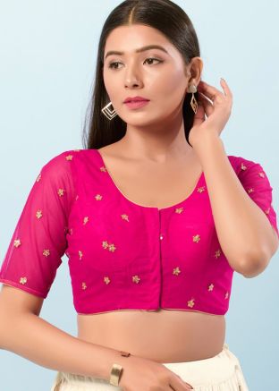 Pink Color Net Saree Blouse 