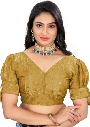 Yellow Embroidered Blouse In Organza