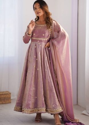 Purple Embroidered Full Sleeved Salwar Suit Set