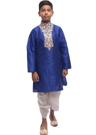 Blue Readymade Kids Dhoti Kurta Set