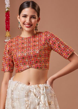 Pink Embroidered Blouse In Georgette