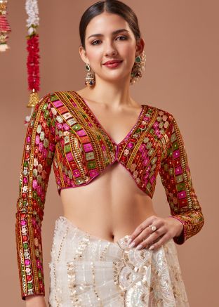 Maroon Embroidered Georgette Blouse
