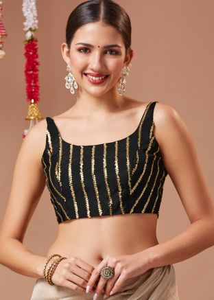 Black Embroidered Georgette Blouse