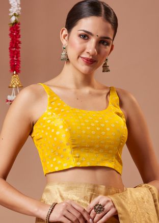 Yellow Zari Woven Blouse In Brocade